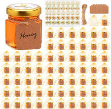 64 Pack 1.5Oz Mini Honey Jars, Hexagon Glass Jars Bulk with Airtight Gold Lids,