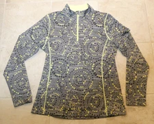 RBX women's multi-co1pred print stretch 1/4-zip long-sleeved base layer top Sz L