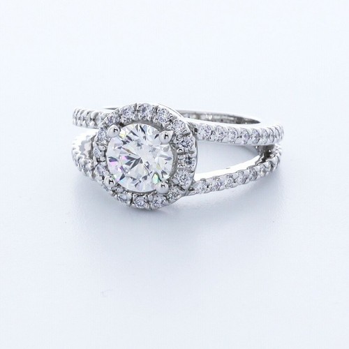 2,2 kt Laborgefertigter Diamant D/VS2 Rundschliff 14 K Weißgold Krappen Halo Akzent Ring - Bild 2 von 5