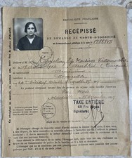 1925 FRENCH IDENTITY CARD - Revenue Stamp, ID...