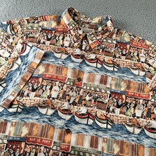 Reyn Spooner Shirt Mens XL 100 Cotton Hawaiian Aloha Saint Tropez Print Button