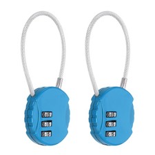 2er-Set Kombinationsschloss, 3-stelliges Rundschloss f&uuml;r Koffer Blau