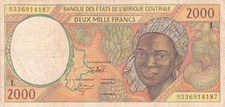 #Central African States Gabon 2000 Francs 1998 P-403L aVF Libreville