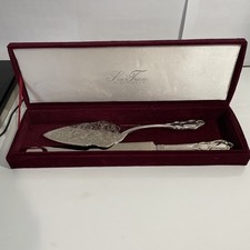 Godinger Etched Silver Plate Wedding Cake Knife and Server Set- Vintage