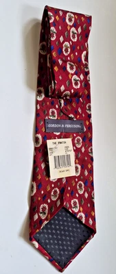 New Gordon & Ferguson Men 100% Silk Neck Tie Red Blue White 4" - Image 1 of 3