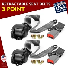 Retractable 3 Point Safety Seat Belt Straps Car Auto Vehicle Adjustable Belt Kit