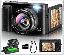 Digital Camera 4K, 48MP Photo Camera, 3 Inch 180° Flip for Children, Beginners