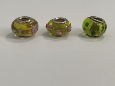 Vintage Sterling Silver Retro Slide Glass Bubble Bead Charms