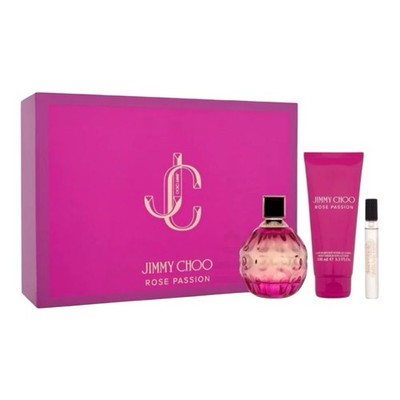 JIMMY CHOO ROSE PASSION for Women 3 pc SET 3.3 oz EDP Spray + Mini + BODY LOTION