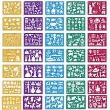 Stencils for ,35 PCS Drawing Stencils Templates Reusable Plastic Stencils wit...