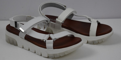 New Mia Size 7 Luca White Hook Loop Adjustable Straps Platform Open Toe Sandals