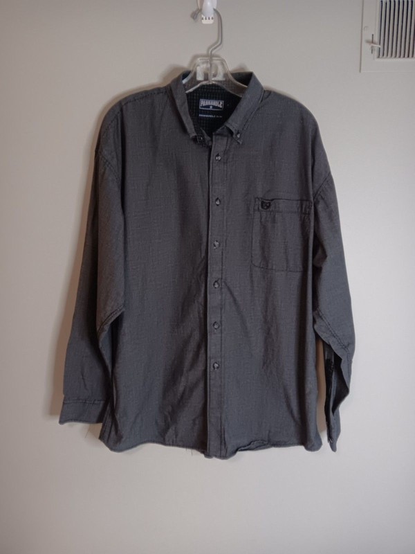 Panhandle Slim Button Up Shirt Black Plaid 100% Cotton Sz Large