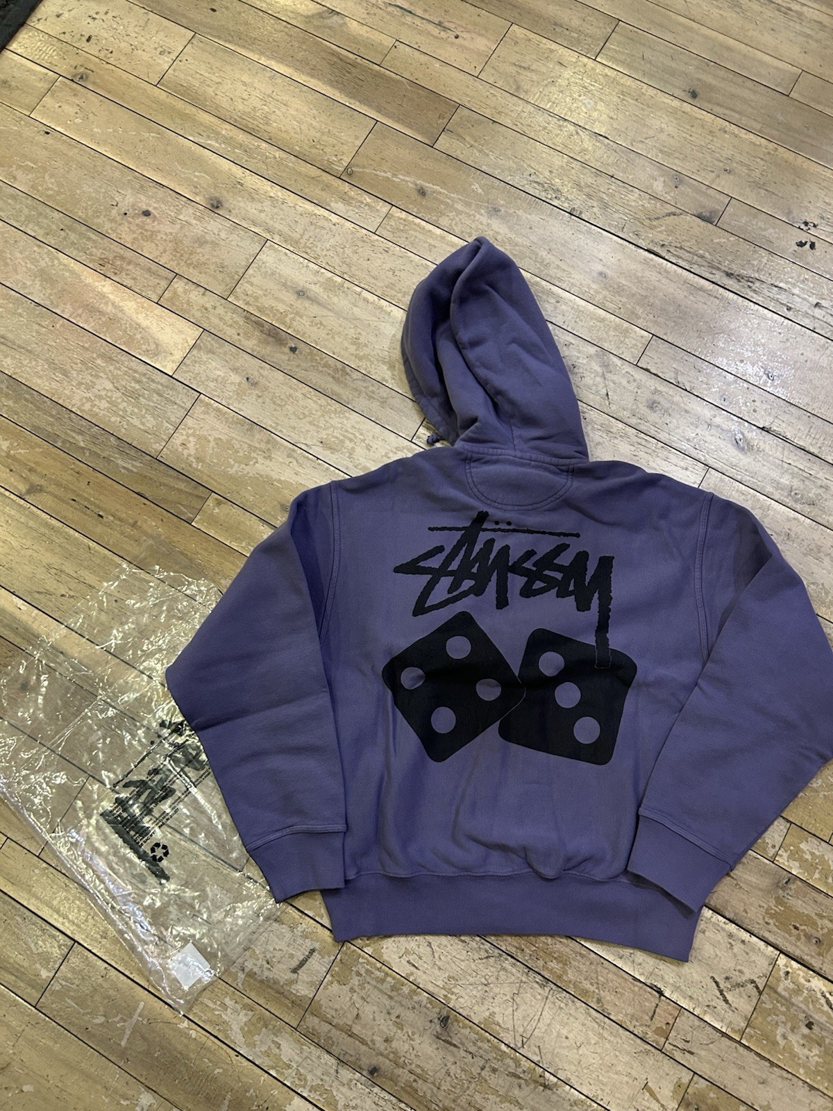 Size M - Stussy Dice Pigment Dyed Zip Down Hoodie - Purple