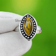 Tiger's eye Gemstone 925 Sterling Silver Handmade Jewelry Ring Size 5 to 13