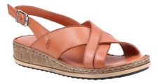Hush Puppies Elena Tan Womens Crossover Casual Strap Buckle Sandals