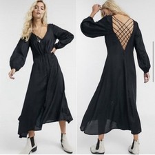 Free People Black Midi Long Sleeve Dress sz 4