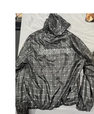 SUPREME X LACOSTE REFLECTIVE GRID NYLON ANORAK SS18 - BLACK - LARGE