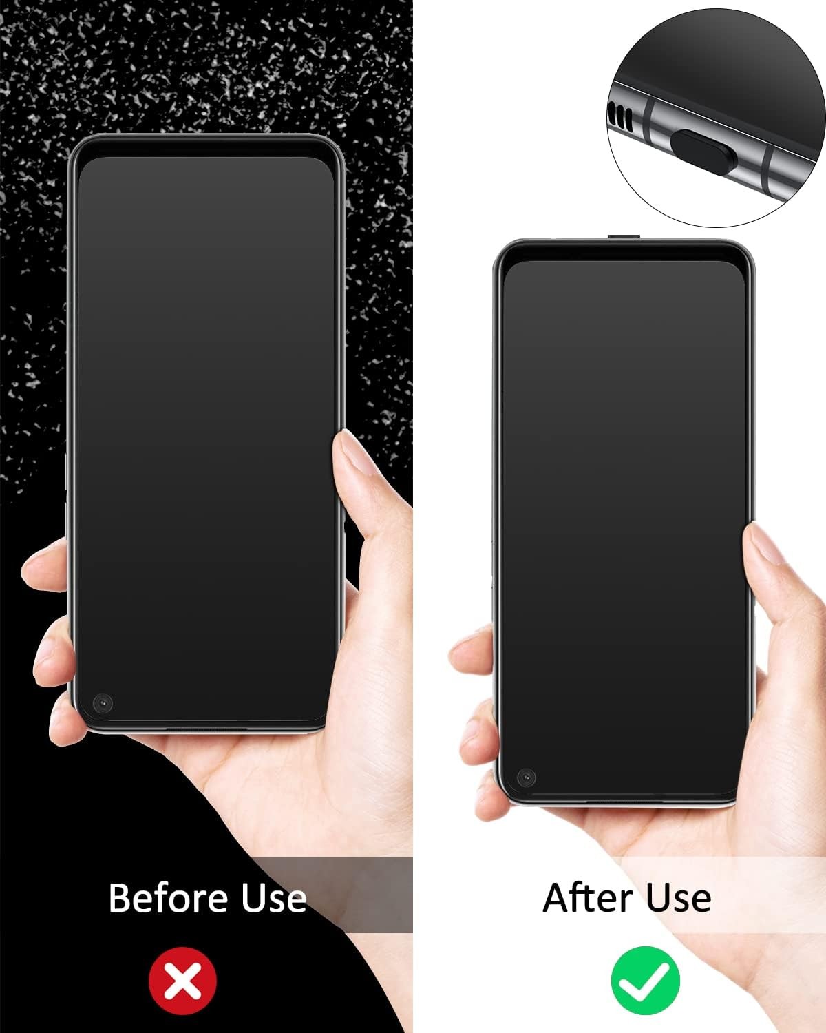 20Pcs USB C Dust Plug, Silicone Anti Plug Cover + Portable 20 Black 