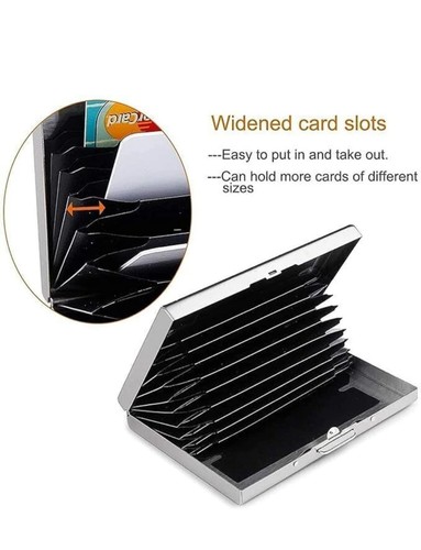 RFID Credit Card Holder Metal Wallet Case Anti Theft Blocking Protector SILVER - Foto 2 di 5