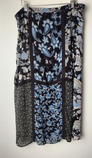 VTG Requirements Patchwork Midi Skirt Large Boho Floral Cottage Core Blue Brown