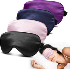 4 Pack Silk Sleep Mask - 100 Blackout, Zero Eye Pressure, Blindfold with Adj...
