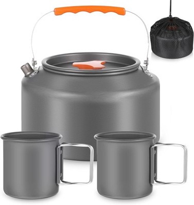 3 Pieces Camping Kettle 2.5 L Camp Tea Coffee Pot with 2 Cups & Carrying Bag Out