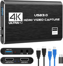 4K HDMI Capture Card for Streaming, Full HD 1080P 60FPS USB 3.0 Cam Link Game Au