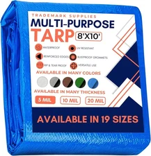 Large Waterproof Tarp- Heavy Duty Thick Poly Tarpaulin Ideal for Canopy Tents