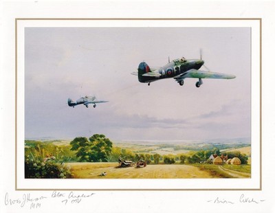 Reapers Hurricanes signiert 2 Battle of Britain Piloten, WAAF & Brian Petch Arti