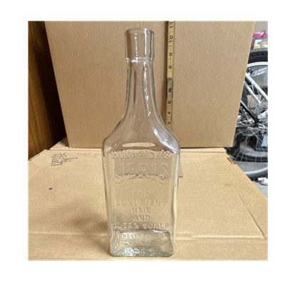 Jeris Embossed Clear Glass Hair Tonic Bottle, Cosmetics & Hair Care
