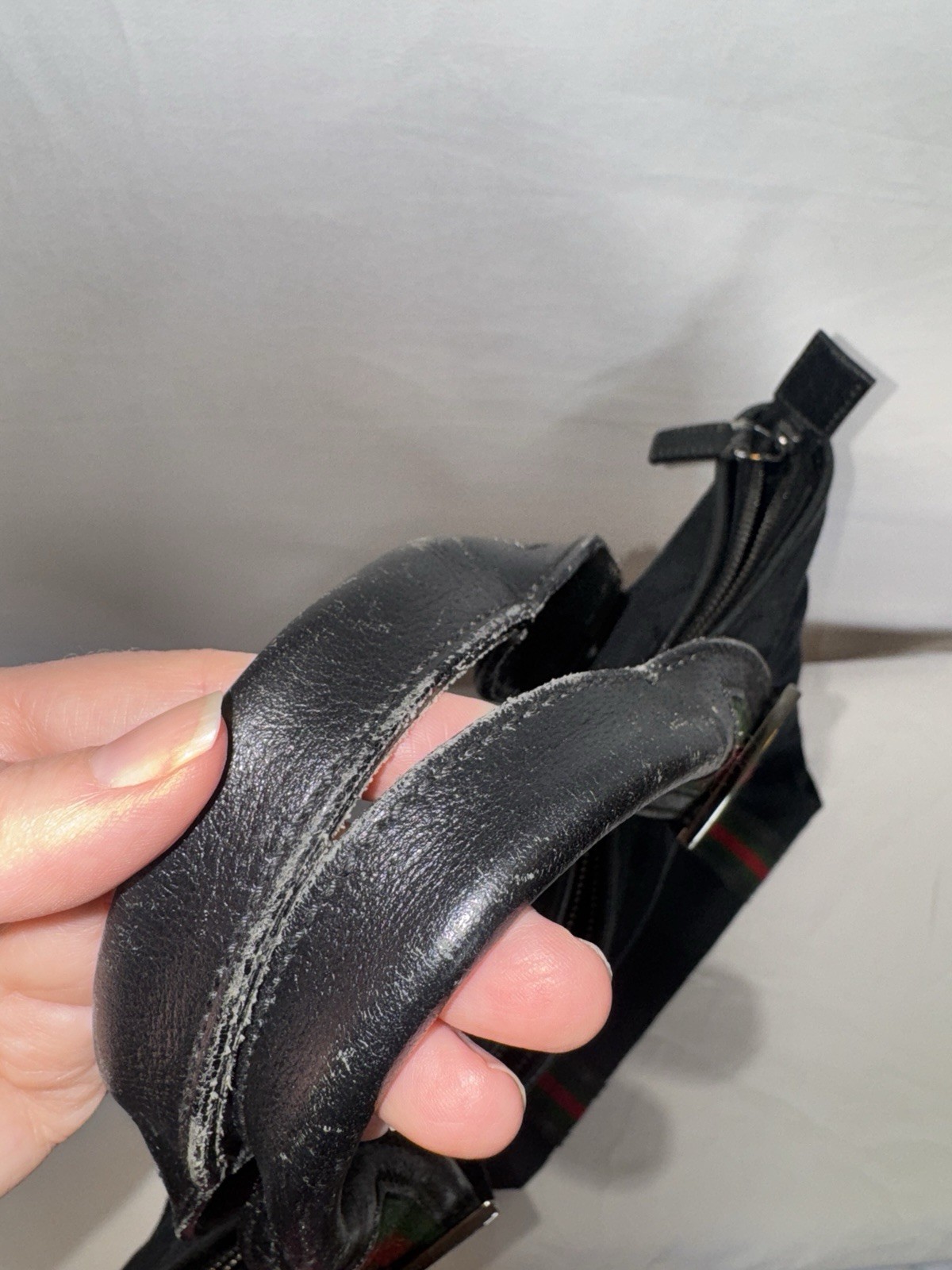 Gucci Black Monogram Tote with Red and Green Acce… - image 4