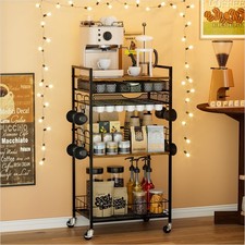 Coffee Bar Station with Storage Drawer - 5 Tier Coffee Table Countertop Organ...