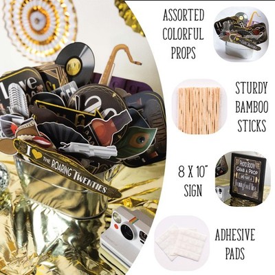 41 PCS Roaring 20s Photo Booth Props Kit 8x10 Inch Sign 45 Sticks