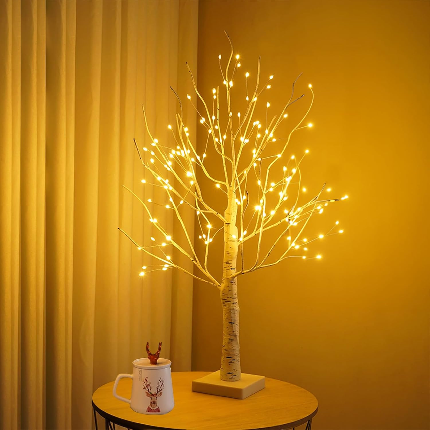 144 LED Birch Tree Lamp Tabletop Bonsai Fairy Light USB/Battery Warm White