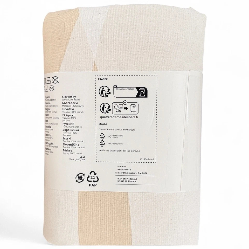 IKEA KRUSTISTEL White & Light Beige Patterned Tablecloth 57x94 " - Image 3 of 3