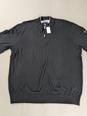 Johnnie-O Sweater Mens XL Black 1/4 Zip Bailey Mock Neck Knit Lineage JMSW1260