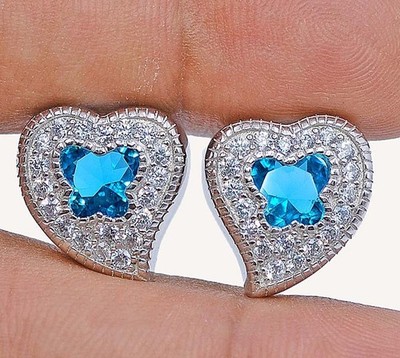 Ohrringe 2 kt wärmebehandelter Blautopas 925 massiv Sterlingsilber Schmuck YB3-4