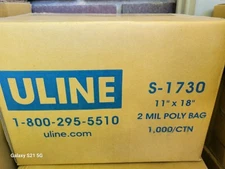 Industrial Poly Bags 11"x18" ~ Open Top Lay Flat ~ ULINE S-1730 ~ 2 Mil ~ 1000ct