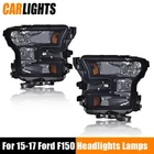 1 Pair Smoke Lens Black Housing Halogen Headlights Fit For 2015-2017 FORD F150