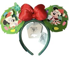 Disney Parks Green 23 Christmas Mickey & Minnie Mouse Ear Headband by Loungefly