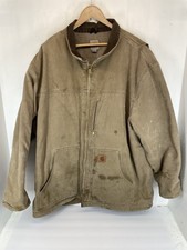 Carhartt C61-FRB Sandstone Ridge Coat Sherpa Lined Jacket Brown Men's 3XL Work