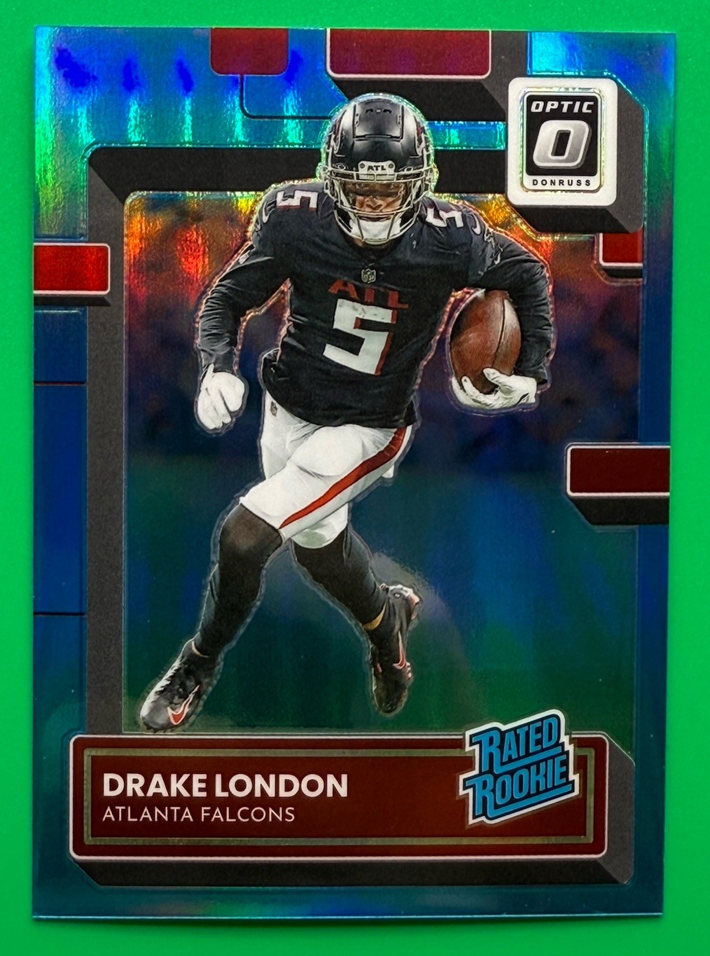 2022 Panini Donruss Optic Rated Aqua Prizm /299 Drake London #207 Rookie RC