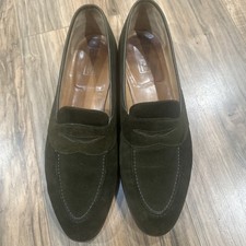 Edward Green Men&rsquo;s Suede Green Loafer Size 12/12 1/2  D Full Strap ￼￼