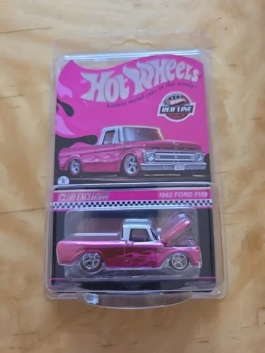 New 2023 Hot Wheels RLC 1962 Ford F100 Pink Pickup Truck Red Line Club Exclusive