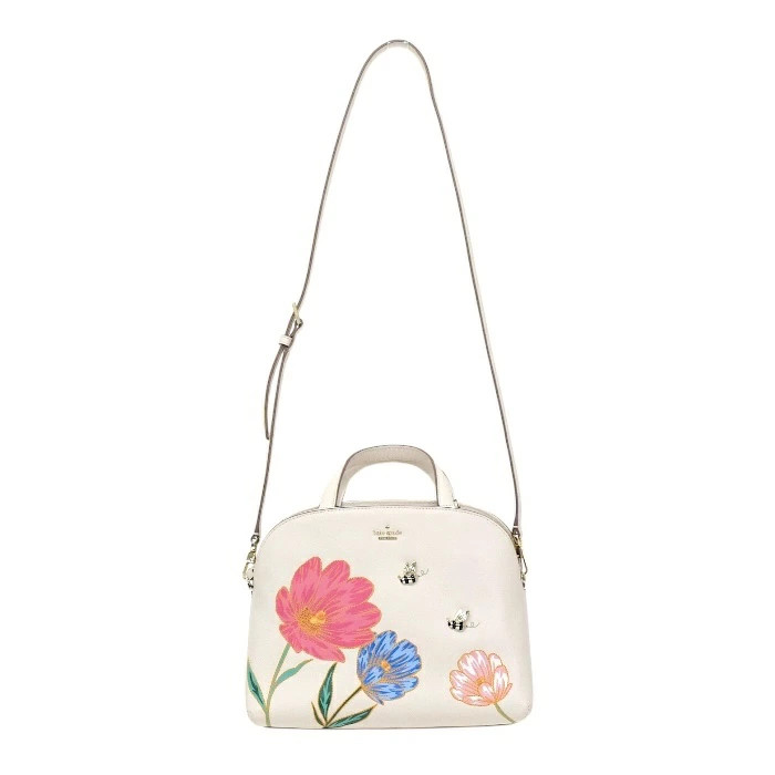 Kate Spade Leather Flower Shoulder Bag White Multi Excellent 12in (30cm) Crossbo thumbnail 2
