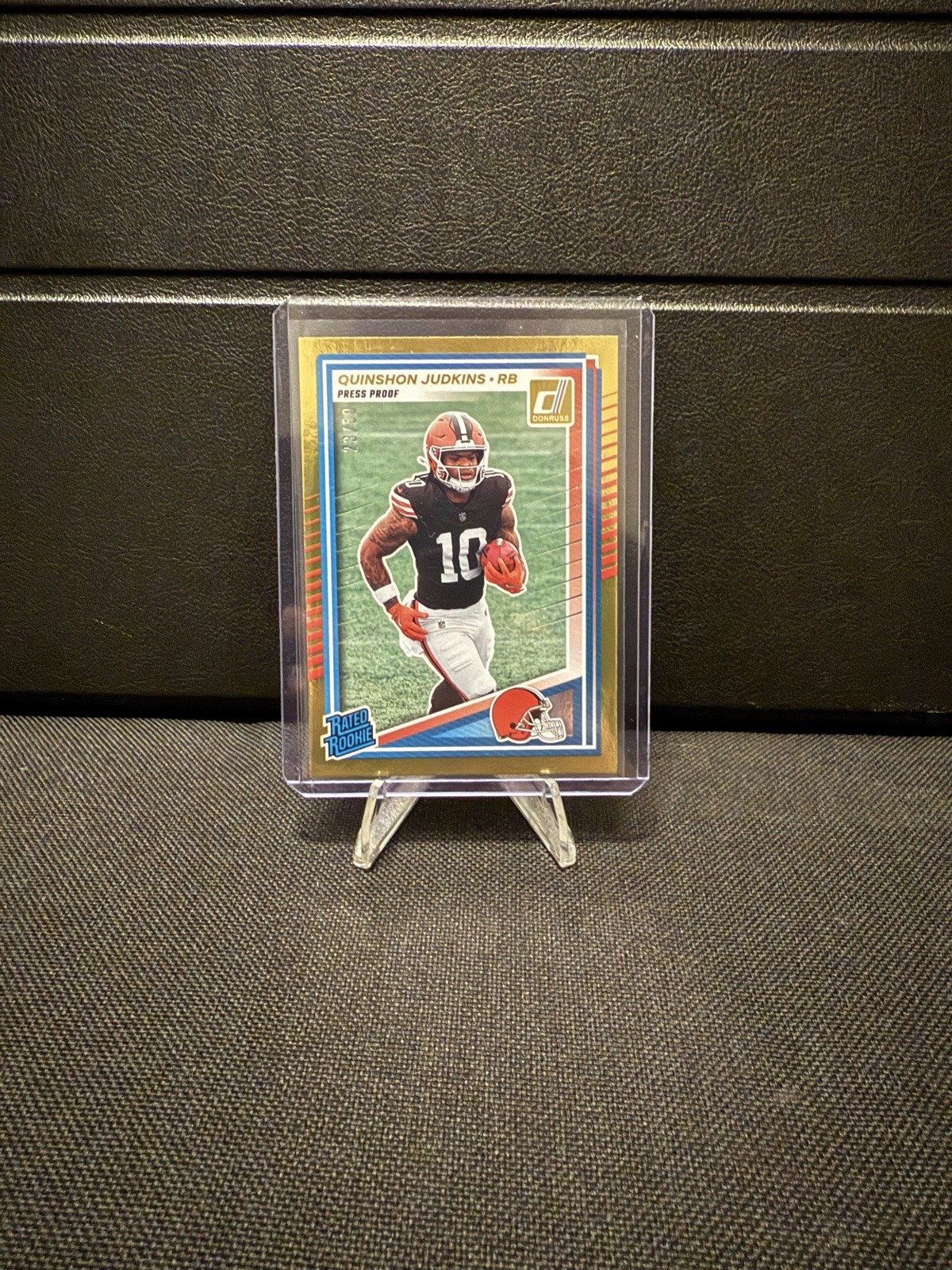 2025 Panini Donruss Quinshon Judkins Gold Press Proof Rated Rookie 23/50