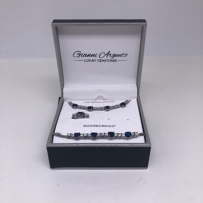 Gianni Argento Sapphire Jewelry Set Necklace Ring Bracelet Missing Earrings