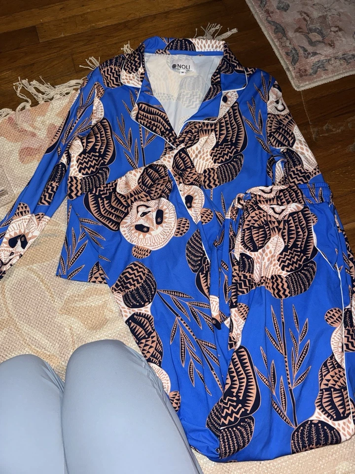 Noli Panda pajama set long sleeve pants Size Small & button up Size Medium - Image 3 of 3