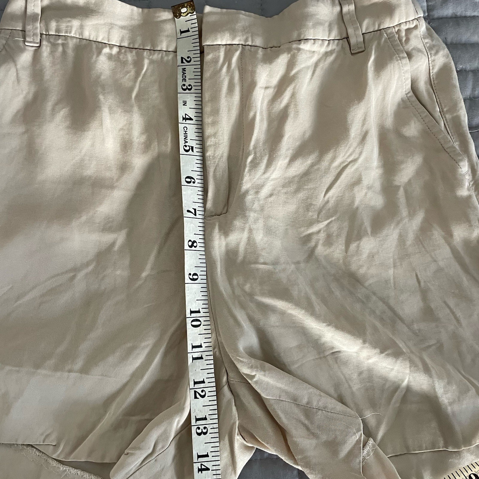 Zara Chino Shorts Beige Lyocell Flat Front With Pockets Size M thumbnail 8