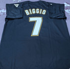 VINTAGE Craig Biggio #7 Astros Throwback Navy Sewn Stitched Jersey.